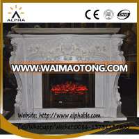 Nice electric fireplace insert and Marble Fireplace mantel